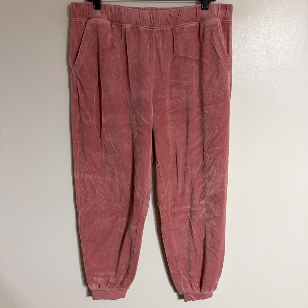 Banana Republic Womens Velour Joggers Pink Elastic Waist Lounge Pants Large